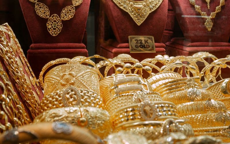 Luxurious gold jewelry display